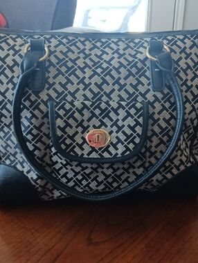 Tommy Hilfiger Black and Cream Monogram Tote